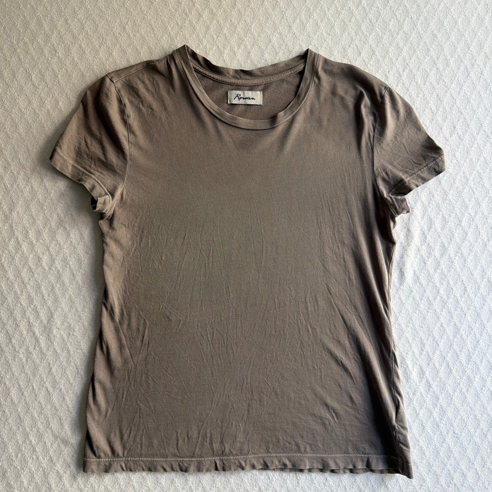 Rowan Tyler Classic Tee Brown Supima Cotton Minimalist WKTP0001 Small USA